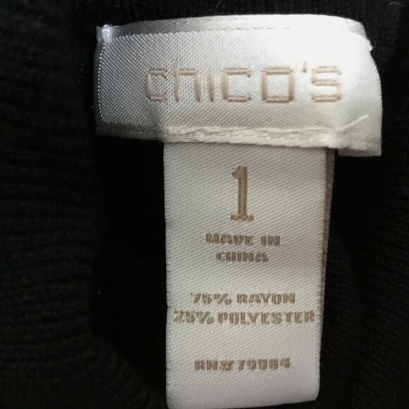 CHICO’S Black Turtleneck Top 1 M Quiet Luxury Minimalist Capsule Essential Layer - Picture 3 of 5